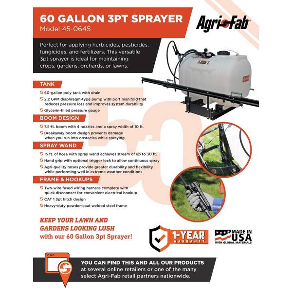 TerraKing 60-Gallon 3-Point Sprayer