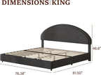 4 EVER WINNER Queen Size Bed Frame, Boucle Upholstered Bed Frame with Headboard, White Queen Bed Frame, White