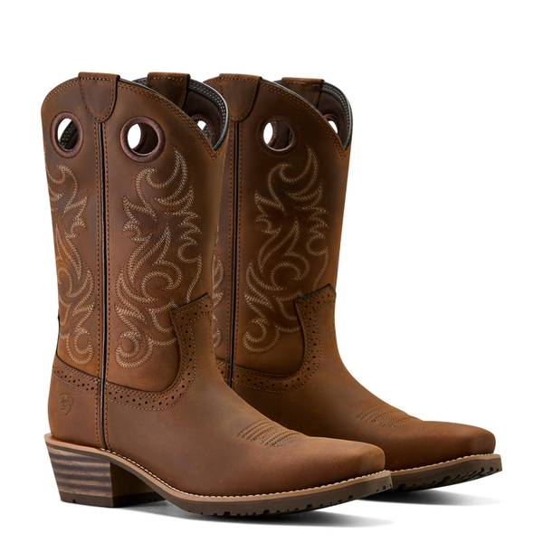 ARIAT Men's Square Toe Cowboy Boots Full-Grain Leather 12-In Shaft