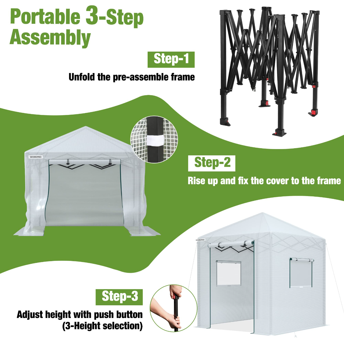 WORKPRO 8'x 6' Portable Walk-in Greenhouse