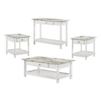 Denhour DH BASIC 4-Piece Open-Shelf Coffee Table Set with Drawer in Transitional Rubberwood