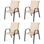 Costway Set of 4 Patio Chairs with Armrests for Garden and Deck - View Details