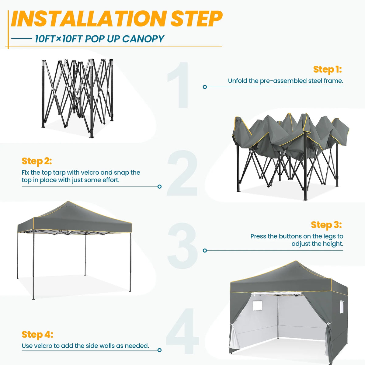 Hoteel 10x15 Heavy Duty Canopy Tent with 4 Sidewalls,Pop up Canopy for Parties Wedding,Commercial Easy up Gazebo with Roller Bag,UV 50+ &,Black
