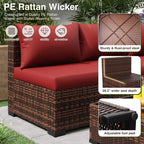 ELPOSUN Patio Furniture Set, Outdoor Patio Furniture Wicker Furniture Couch Set, 5 Pieces Outdoor Sectional Sofa, Patio Furniture Set, Outdoor Patio Set for Balcony Furniture (Grey)