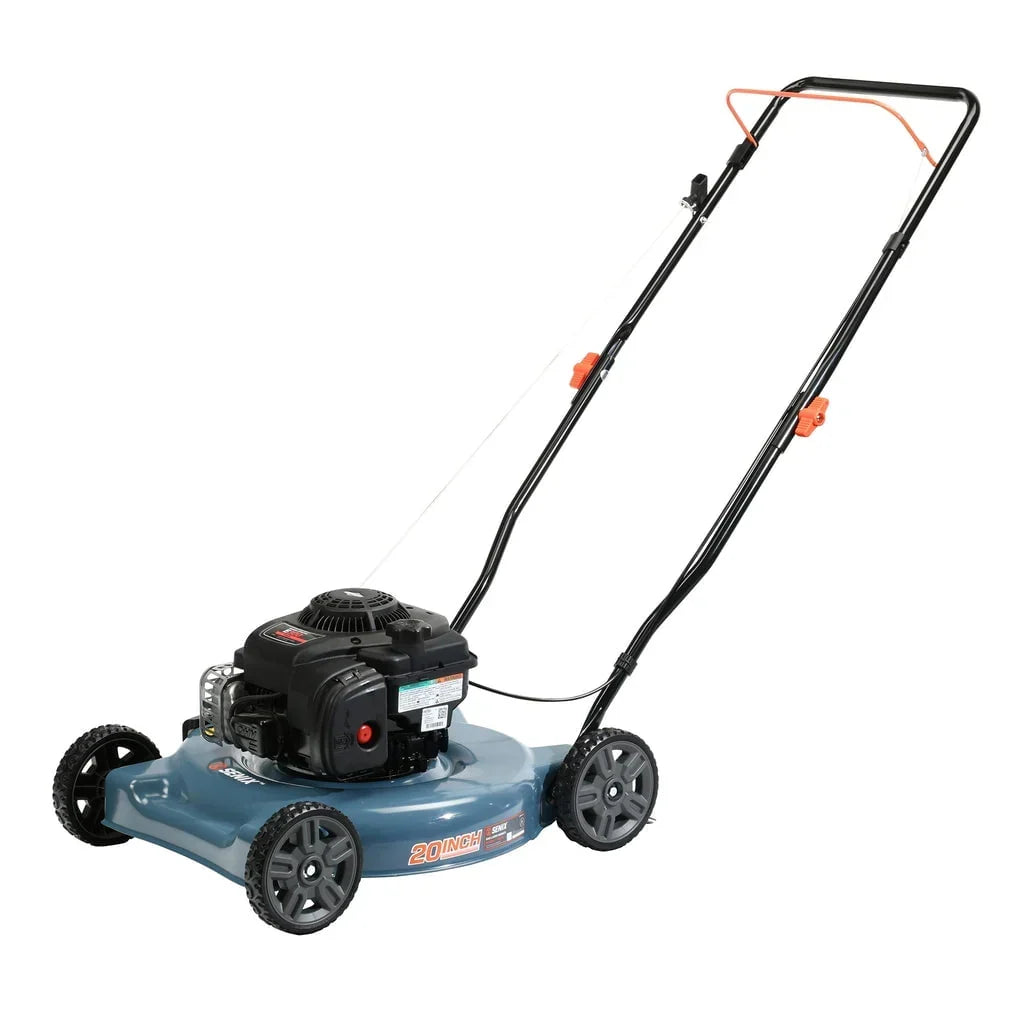 SENIX Gas Lawn Mower, 20-Inch, 125 cc 4-Cycle Briggs & Stratton Engine, Push Lawnmower with Side Discharge, 3-Position Height Adjustment, LSPG-L2, Blue