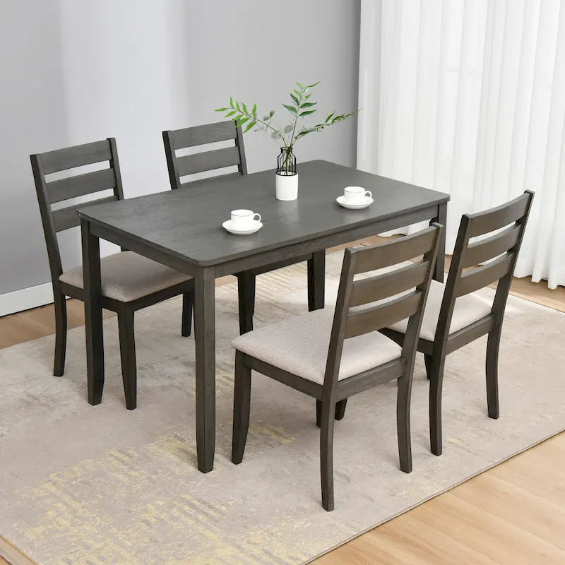 Set of 4 Slat Back Wooden Dining Chairs