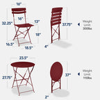 Best Choice Products 3-Piece Small Bistro Set, Folding Patio Furniture Set of 2 Chairs and Table - Black