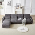 126W Large L-Shaped Corduroy Sofa with USB Charging Port