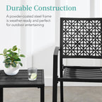 Best Choice Products 3-Piece Stackable Steel Outdoor Conversation Bistro Set, Patio Chat Furniture w/ 2 Chairs, Table- Black