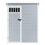 Modfusion 4.62.66.3 Ft Resin Storage Shed with Window, Floor, Plastic Roof, Storage Cabinets for Brooms Vacuum Cleaners Fits 65 to 68 in, Winter Gear Box, Black