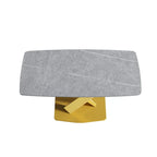63-Inch Contemporary Dining Table with Slate Stone Surface and Metal Legs, Marble Finish