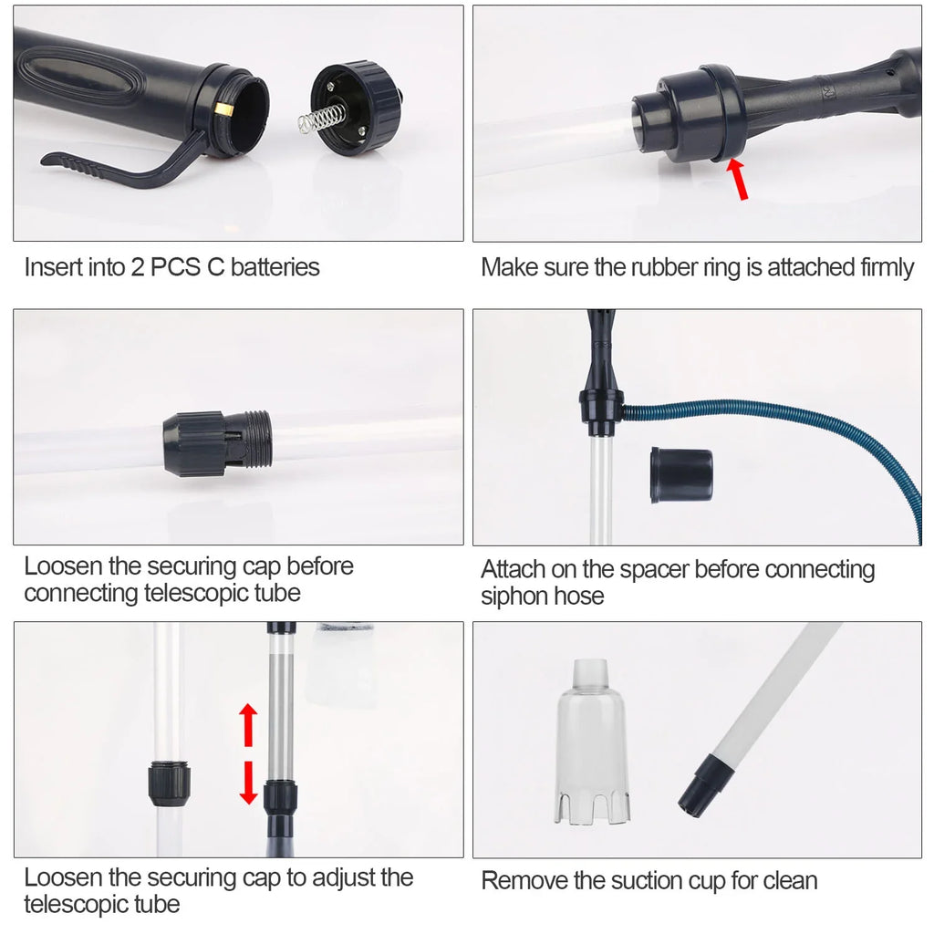 Battery Operated Aquarium Vacuum Gravel Cleaner Portable Fish Tank Cleaner Siphon Pump
