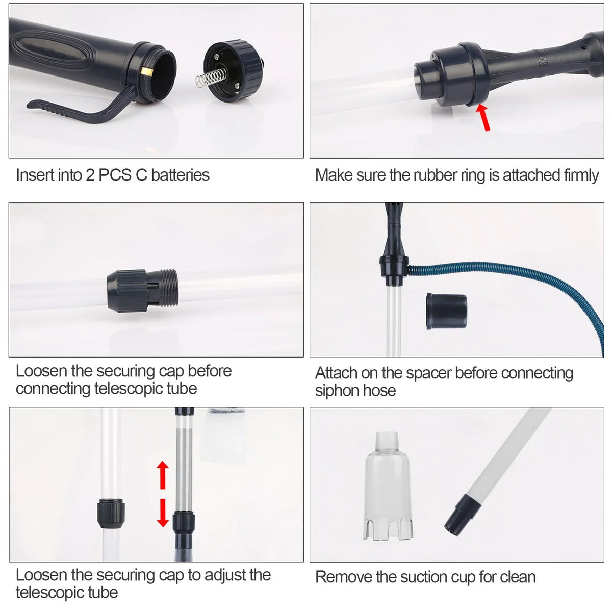Battery Operated Aquarium Vacuum Gravel Cleaner Portable Fish Tank Cleaner Siphon Pump