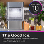 Countertop Nugget Ice Maker with Side Tank | Ice Machine with WiFi Connectivity | Smart Home Kitchen Essentials | Stainless Steel