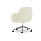 Amber Off-White Faux Fur Executive Chair