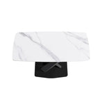 63-Inch Contemporary Dining Table with Slate Stone Surface and Metal Legs, Marble Finish