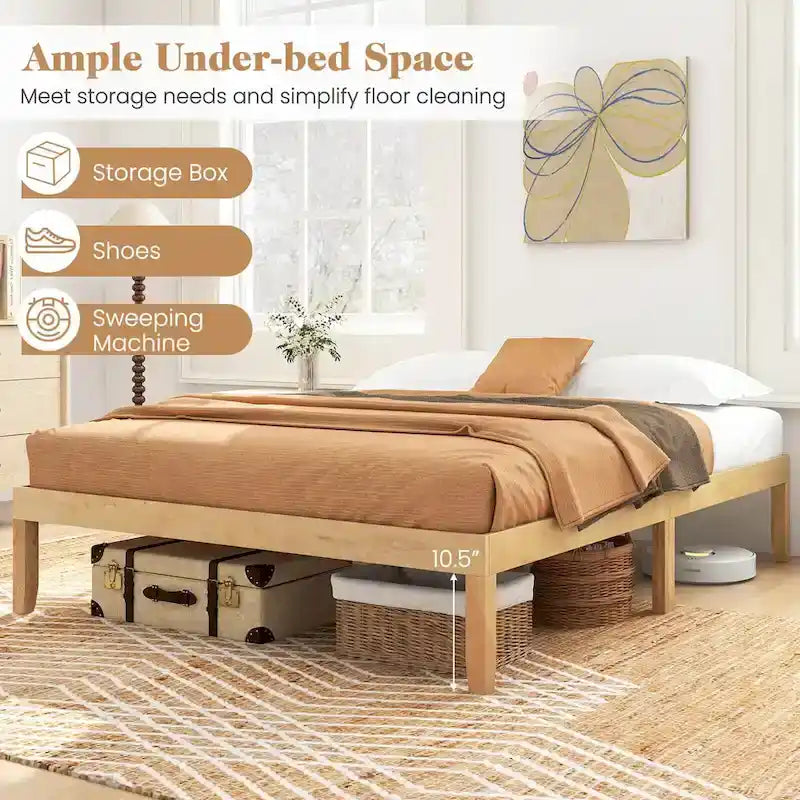 Costway 14-Inch Wooden Platform Bed Frame for Twin, Full, and Queen Sizes with Rubber Support