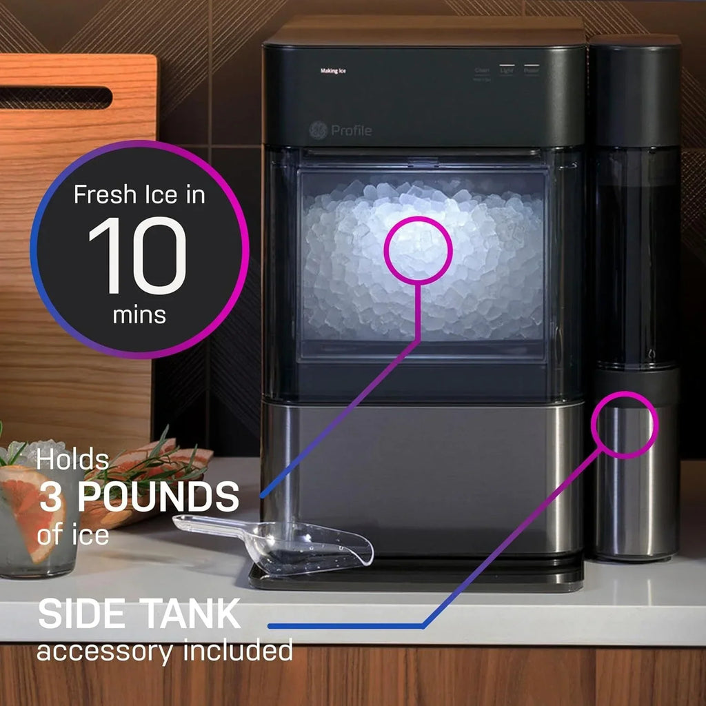 Countertop Nugget Ice Maker with Side Tank | Ice Machine with WiFi Connectivity | Smart Home Kitchen Essentials | Stainless Steel