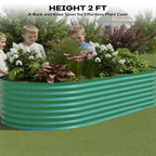 2 - Pack Galvanized Steel Raised Garden Beds Kit - Outdoor Metal Planter Boxes for Vegetables, Flowers & Herbs.tool - Free Assembly, Rust - Resistant Green Coated Design