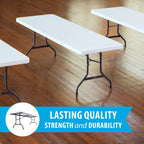 Lifetime Combo Set of (4) 8 - Foot Rectangle Folding Tables & (32) Chairs, Indoor/Outdoor Use, White (80147)