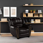 CANMOV Leather Recliner Chair, Classic and Traditional Manual Recliner Chair with Comfortable Arms and Back Single Sofa for Living Room, Nut Brown