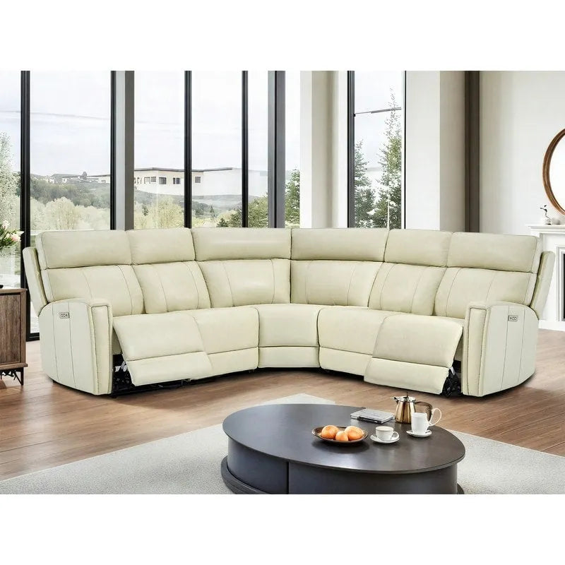 104" 3-Color Genuine Leather Power Reclining Sectional Sofa with Zero Gravity Feature, USB & USB-C Ports, and 2 Stationary Armless Chairs