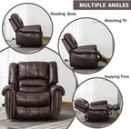 CANMOV Leather Recliner Chair, Classic and Traditional Manual Recliner Chair with Comfortable Arms and Back Single Sofa for Living Room, Nut Brown
