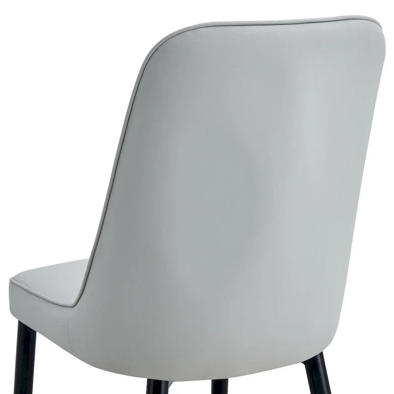 Contemporary Set of 4 Faux Leather Dining Chairs with Cushioned Backrests and Metal Legs – Ideal for Dining Rooms, Living Rooms, and Bedrooms