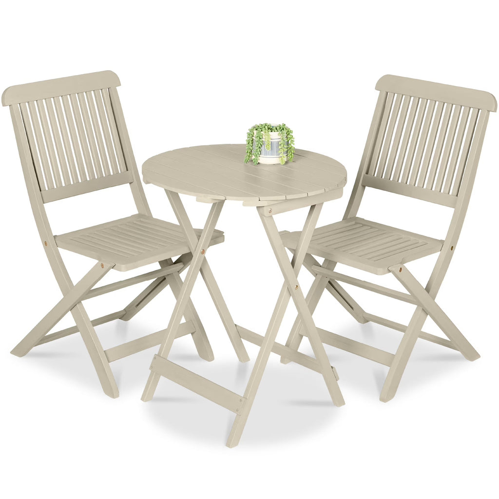 Best Choice Products 3-Piece Acacia Wood Bistro Set, Folding Patio Furniture w/ 2 Chairs, Table - Natural