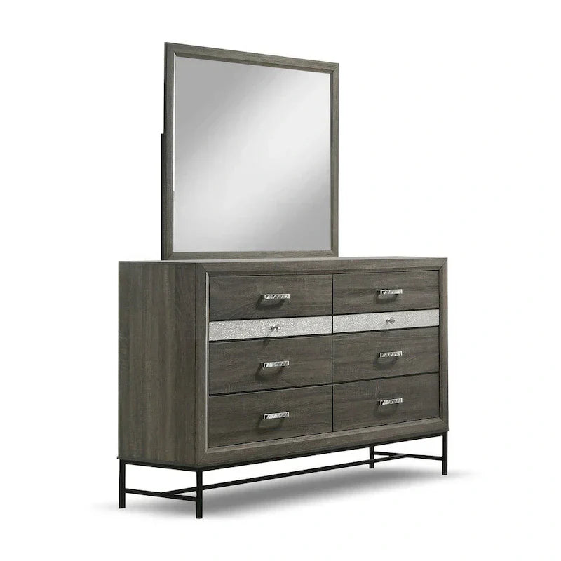 Contemporary Grey 6-Piece Platform Bedroom Set by Furniture of America - Heinisk Collection