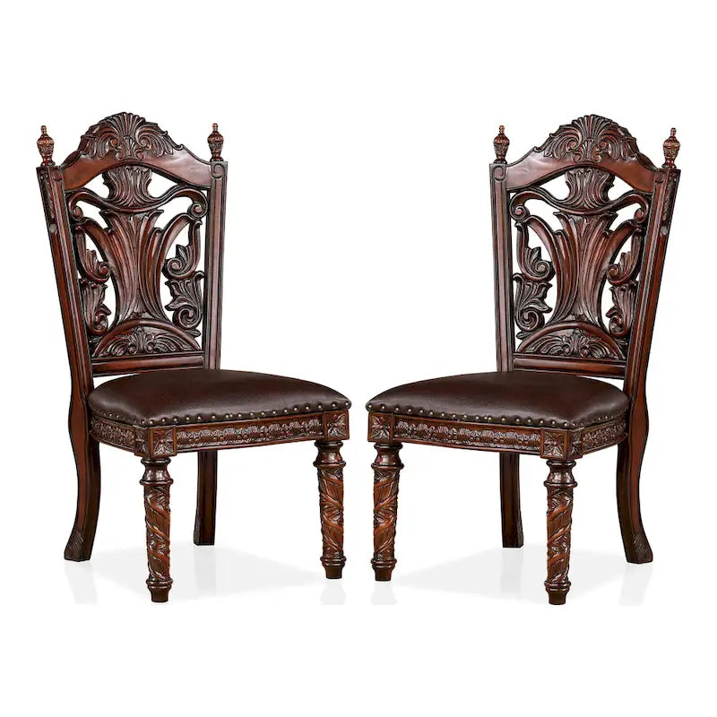 Abeena Set of 2 Traditional Cherry Solid Wood Side Chairs by Furniture of America