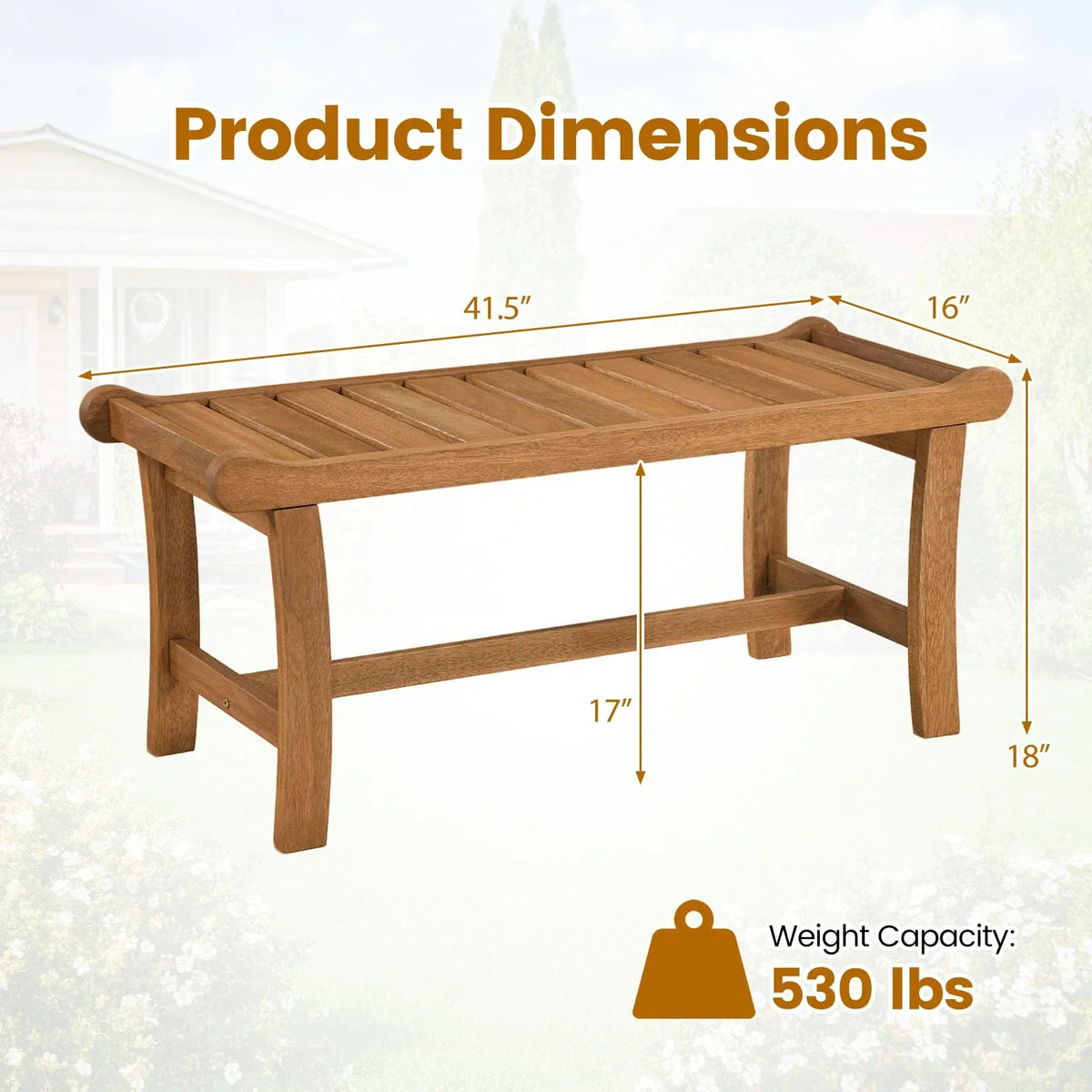 Tangkula 41.5" Patio Backless Bench with Slatted Seat