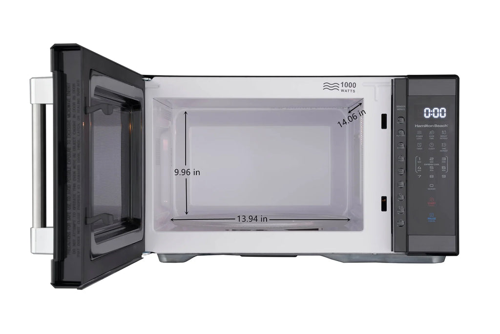 Hamilton Beach 1.1 Cu. Ft. Countertop Microwave Oven, 1000 Watts, White Stainless Steel