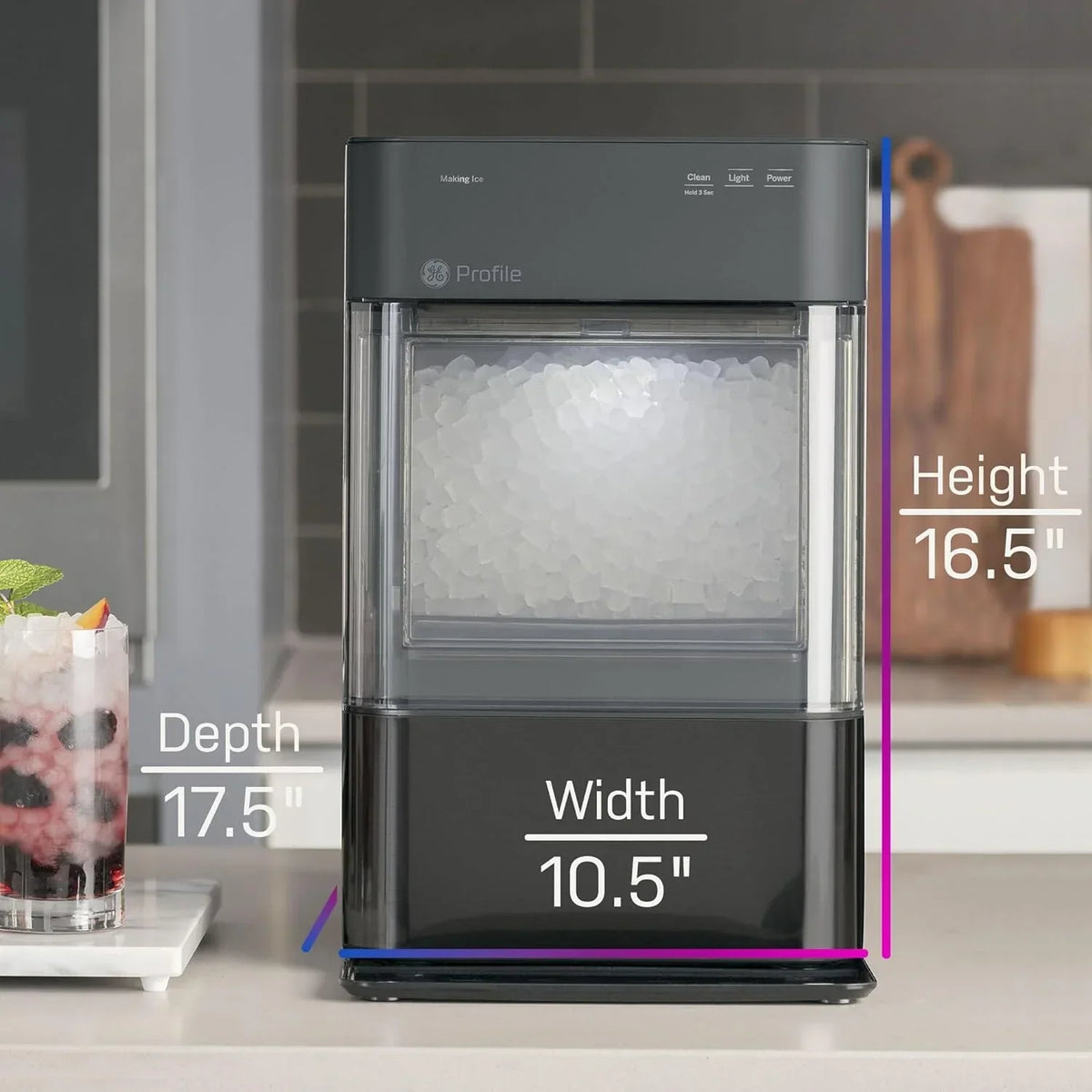 Countertop Nugget Ice Maker with Side Tank | Ice Machine with WiFi Connectivity | Smart Home Kitchen Essentials | Stainless Steel