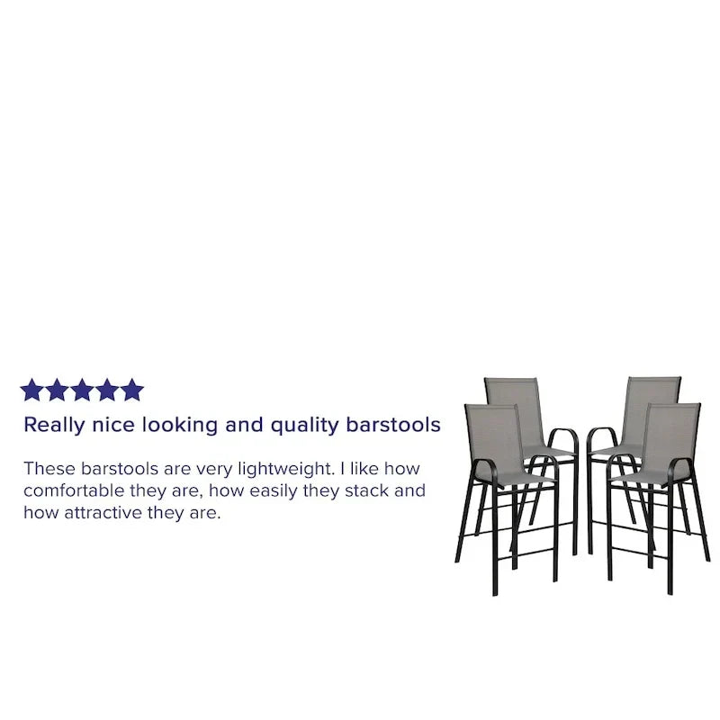 Set of 4 Outdoor Barstools with Flexible Comfort Material - Patio Seating
