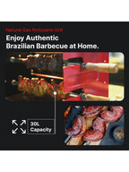 Brazilian Flame Churrasco? Gas Rotisserie Oven Grill Roaster with Auto Rotating Skewers for Rotisserie Chicken Brazilian Style BBQ and Churrasco Shawarma Machine Propane Grill - 2024 Series