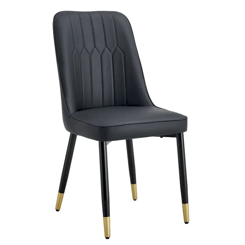 Contemporary Set of 4 Faux Leather Dining Chairs with Cushioned Backrests and Metal Legs – Ideal for Dining Rooms, Living Rooms, and Bedrooms