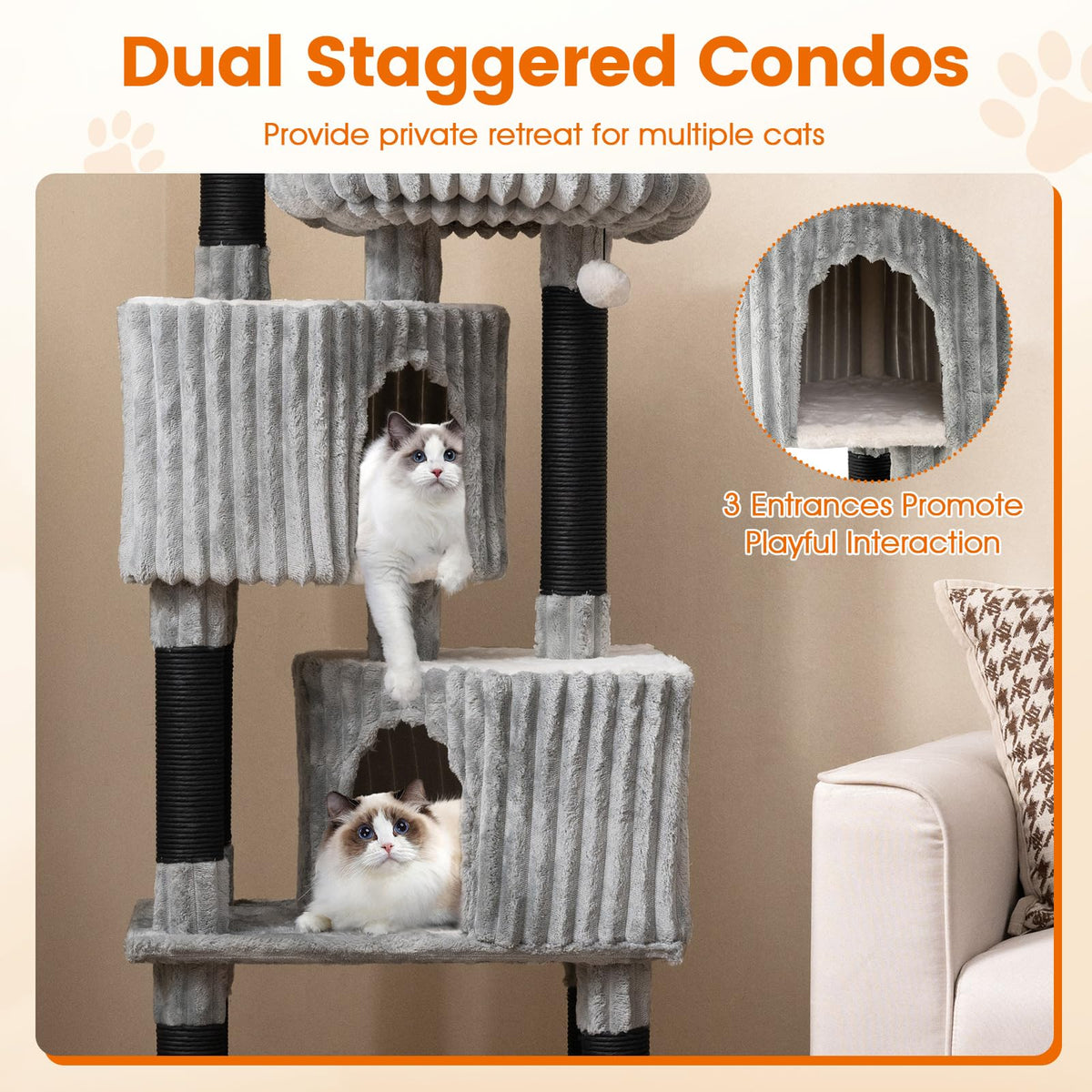 Tangkula 62 Inch Tall Cat Tower with Scratching Posts