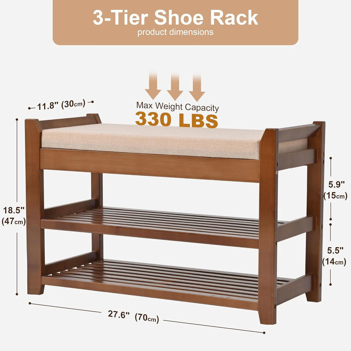 Shoe Rack for Front Door Entrance, 28 Entryway Bench with Coat Rack, Hall Tree Shoe Bench with Storage for Entry, Hallway, Bedroom, Living Room