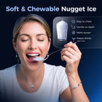 Simzlife Nugget Ice Maker Countertops, 35.9 lb per Day Portable Pebble Ice Machine, Crushed Sonic Ice Maker with Soft Chewable Ice for Home, Party, RV, Camping, Stainless Steel Silver
