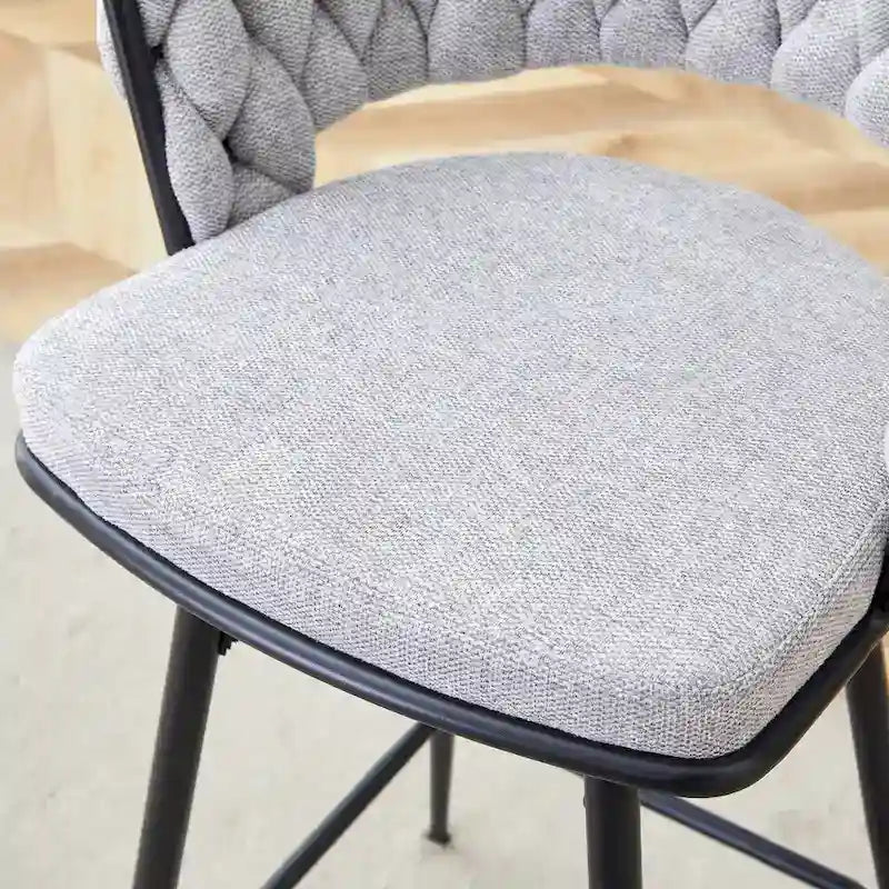 Pair of Swivel Bar Stools with Comfortable Linen Cushions - Counter Height Seating for Kitchen Islands, Dining Areas, or Pubs