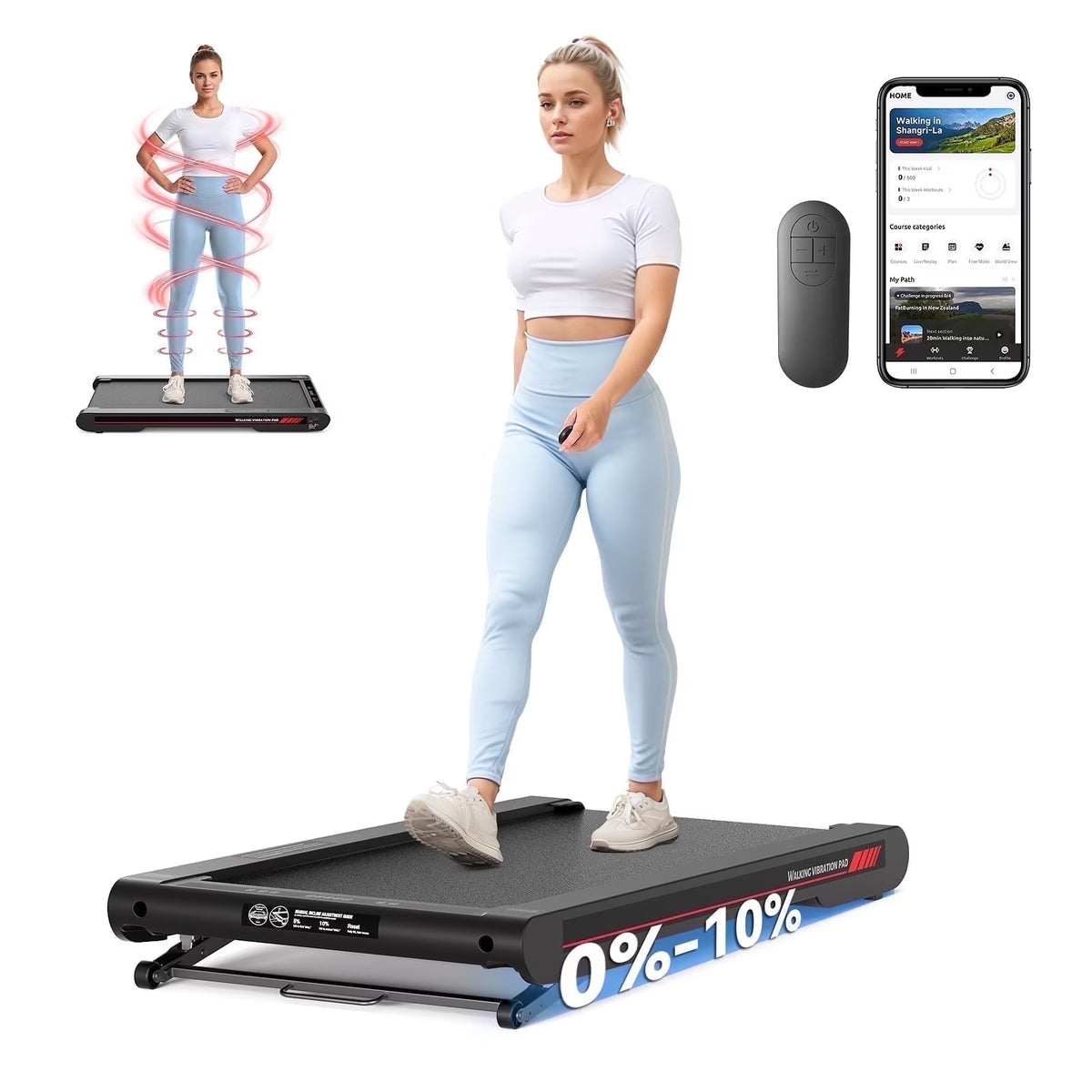 Sperax Walking Pad Treadmill with APP, 3 in 1 Portable Under Desk Treadmill Fitness, Walking Vibration Workout Pad with Remote Control
