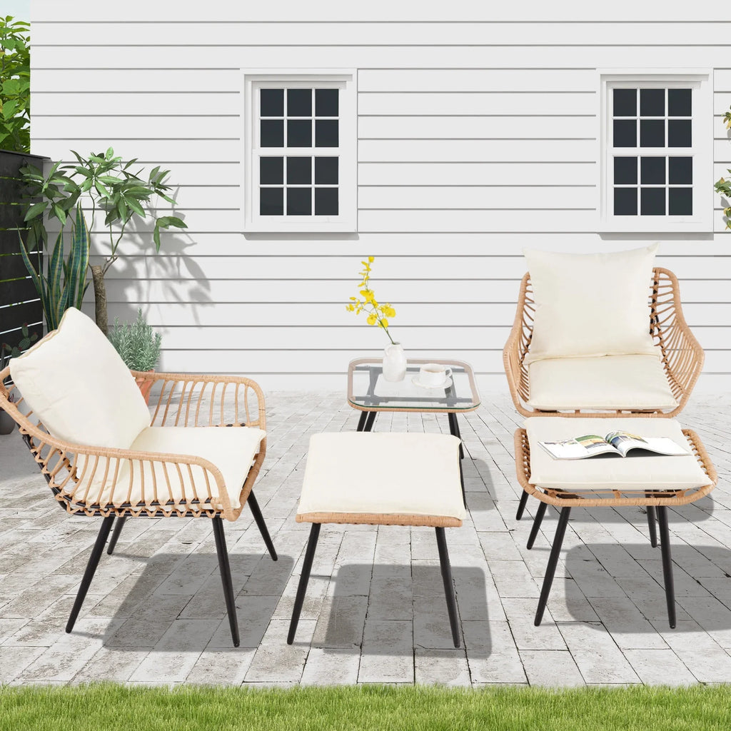 Ainfox 7 Pcs Outdoor Patio Furniture Sofa Set on Sale, Grey Rattan Grey Cushion