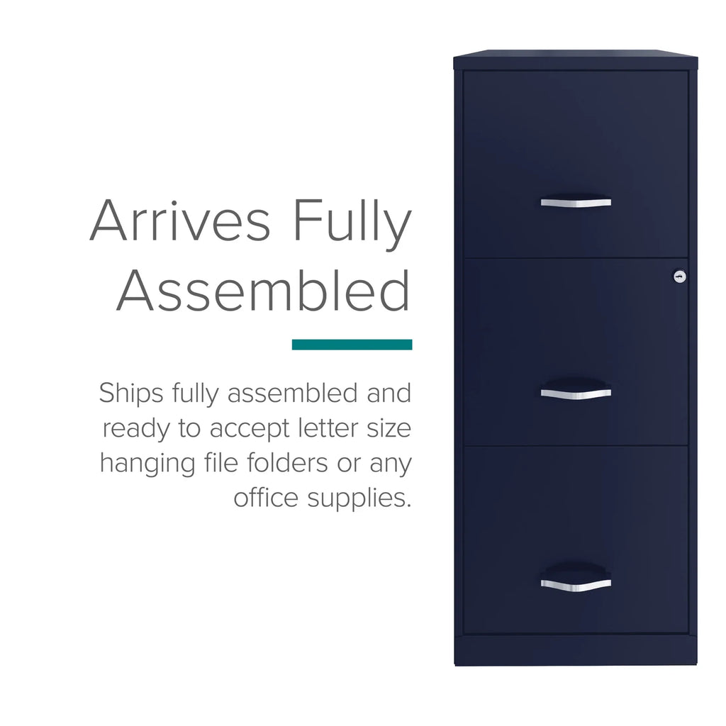 Space Solutions 18" Deep 3 Drawer Smart Letter Width Vertical File Cabinet, Navy