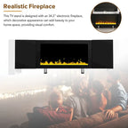 Contemporary Black 68.1" TV Stand with Fireplace and 2 Spacious Cabinets for TVs Up to 78"