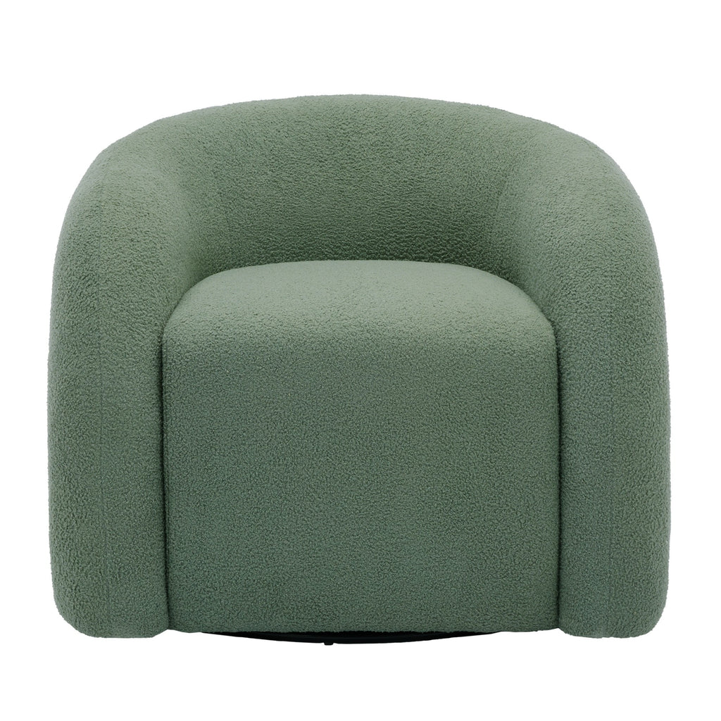 360 Swivel Accent Chair for Living Room, Boucle Barrel Armchair Single Sofa Chair Reading Chair, Sage Green