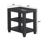 Cordero 16-Inch Wide Wood and Glass Top Chairside End Table with Shelf Storage