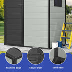 Modfusion 4.62.66.3 Ft Resin Storage Shed with Window, Floor, Plastic Roof, Storage Cabinets for Brooms Vacuum Cleaners Fits 65 to 68 in, Winter Gear Box, Black