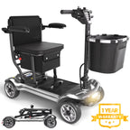 EAGLOG Light Weight 4 Wheels Mobility Scooter for Seniors, Electric Folding Wheelchair Device for Travel, Black