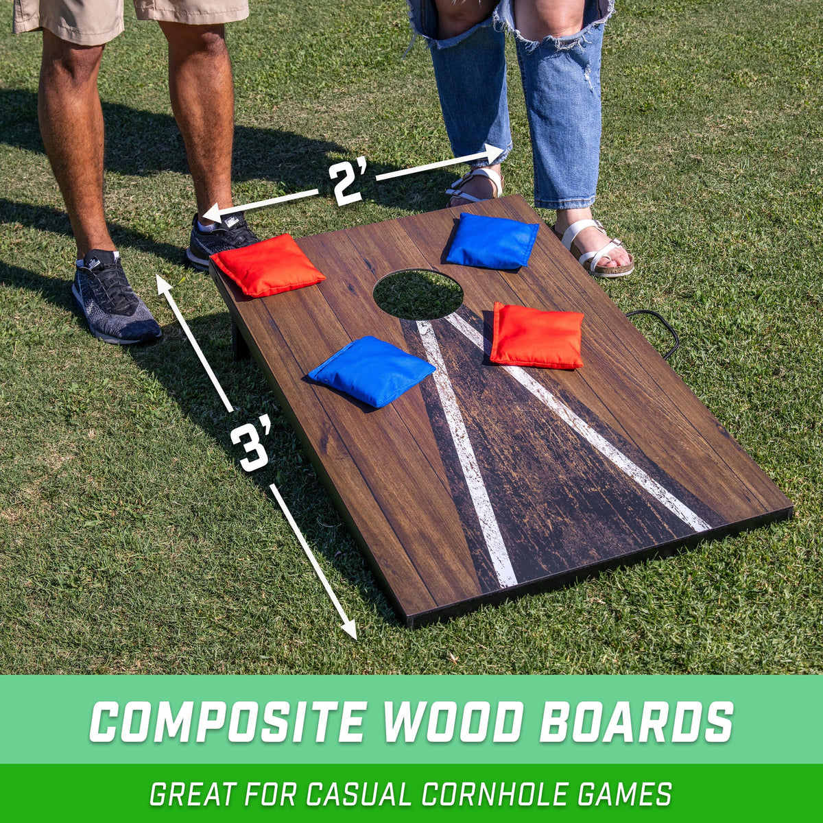 3' x 2' Cornhole Set with Built-In Bag Storage | Dark Rustic